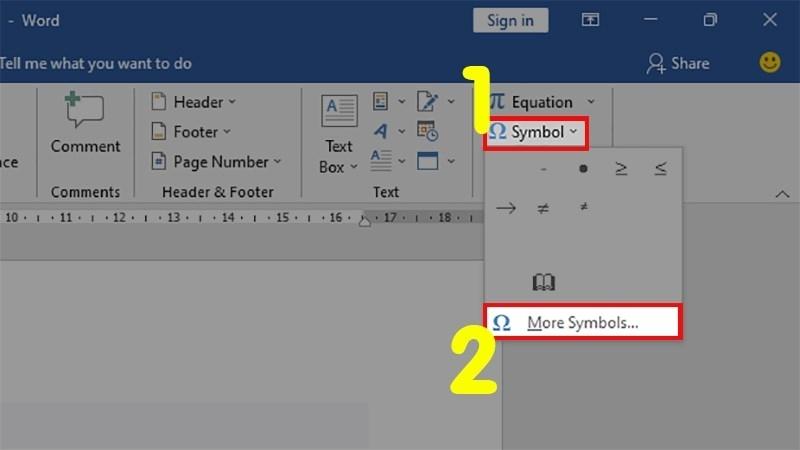 Mở Symbol và chọn More Symbols