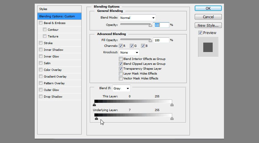 Đi tới Blending Options