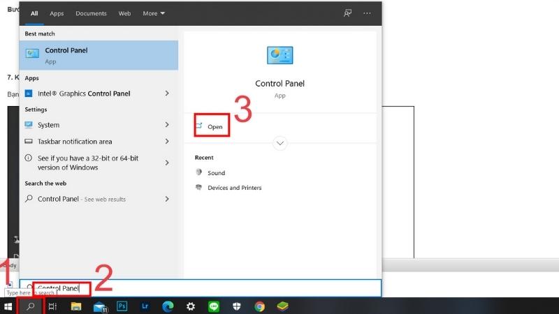 Mở Control Panel