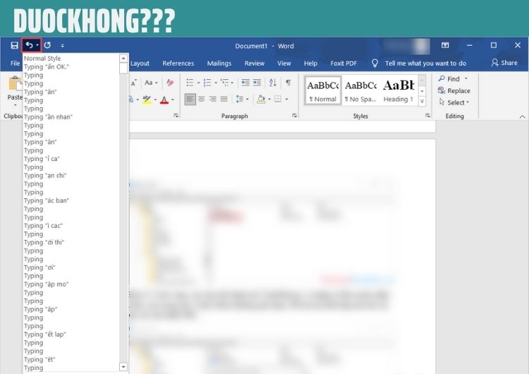 Hoàn thành tăng số lượng Undo trên Word