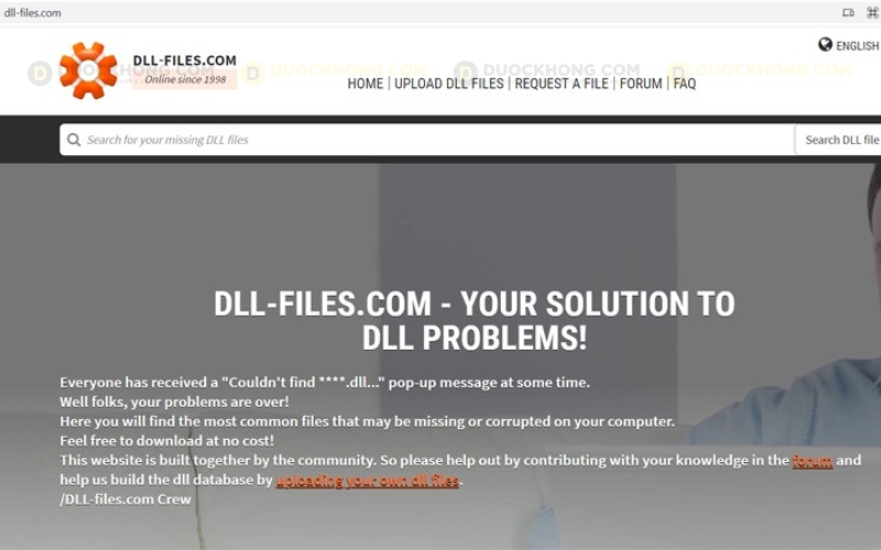 Truy cập trang web dll-files.com để tải file DLL