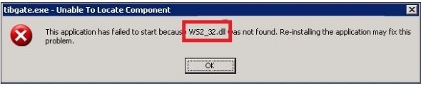 Thông báo lỗi thiếu file WS2_32.dll