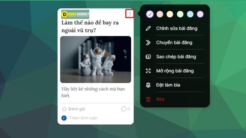 Thêm tùy chọn cho bài đăng trên Padlet