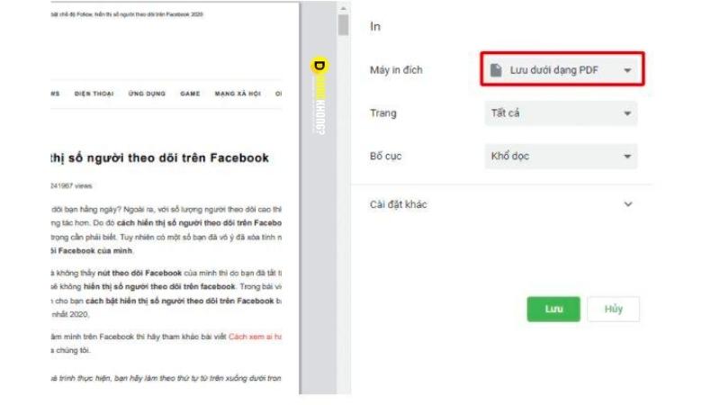 Nhấn chọn Lưu dưới dạng PDF