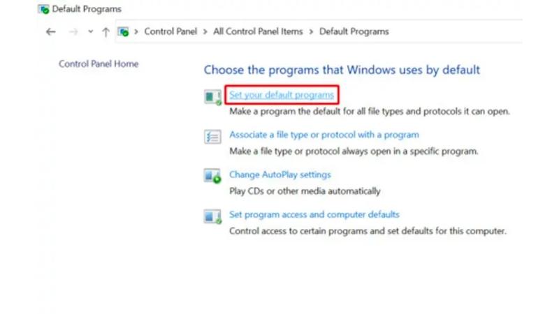 Nhấn chọn Set your default programs