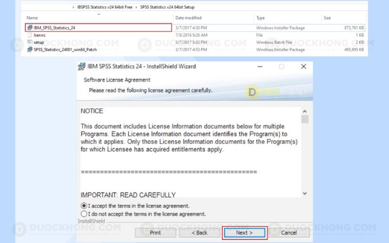 Chạy file cài đặt SPSS 24
