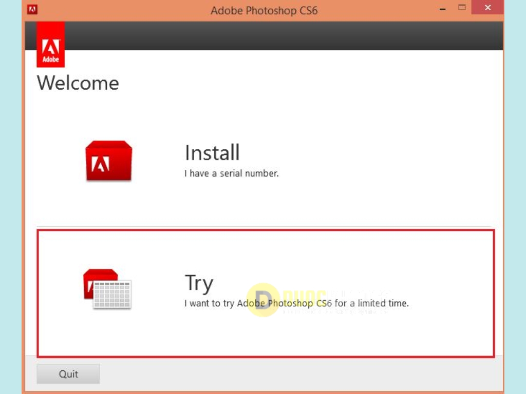 Chọn Try để tải Photoshop CS6 miễn phí