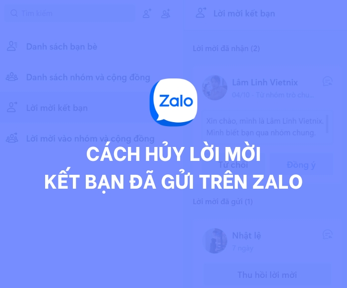 Hủy lời mời kết bạn đã gửi trên Zalo