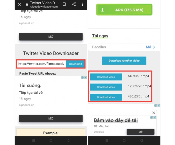 Truy cập web Twitter Video Downloader