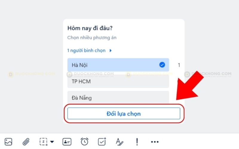 Xóa bình chọn Zalo trên máy tính