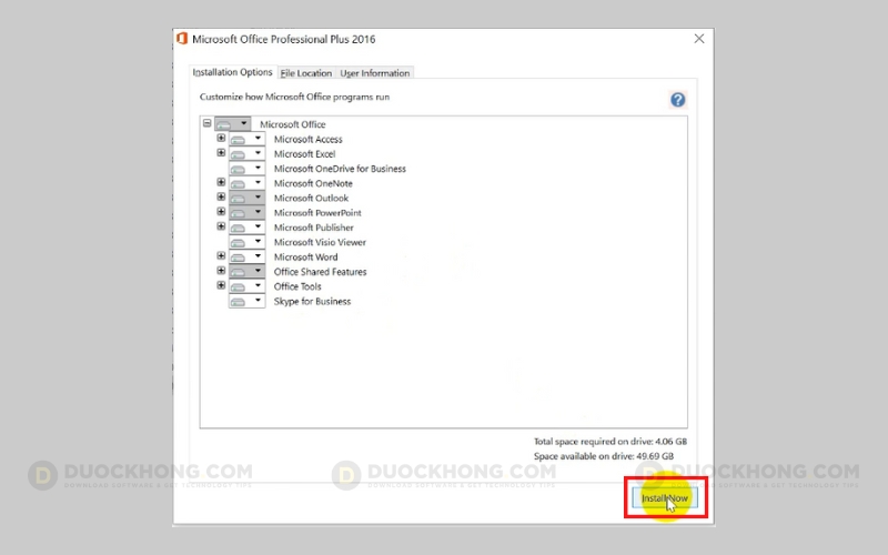 Chọn Customize nếu cấu hình hạn chế