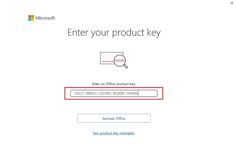 Nhập Key Office 2024 để kích hoạt
