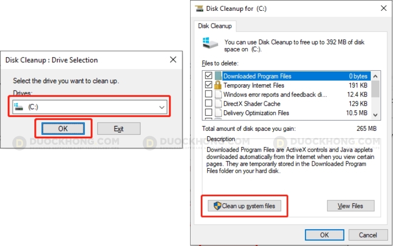 Mở Disk Cleanup để xóa các tệp bị hỏng