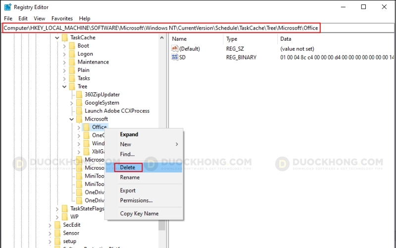 Xóa Microsoft Office trong Registry