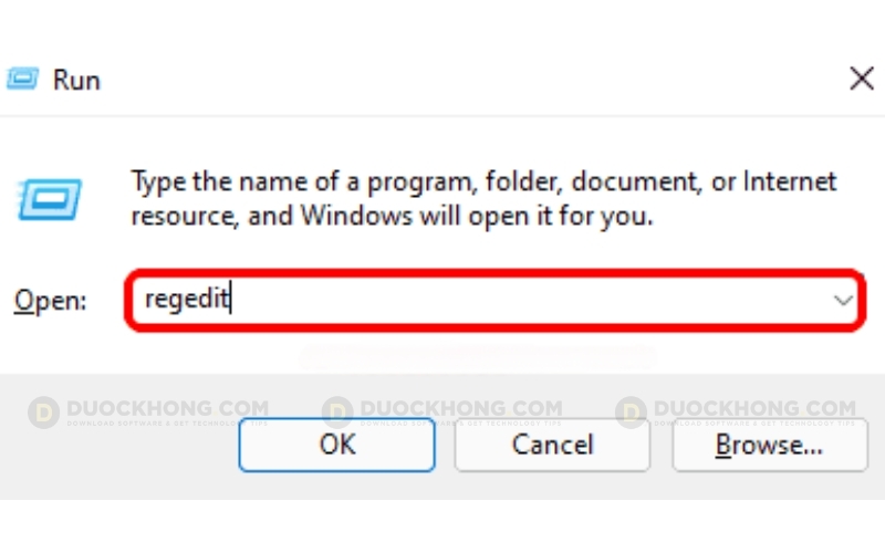 Mở Registry Editor