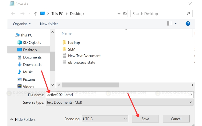 Lưu Text Document này thành CMD