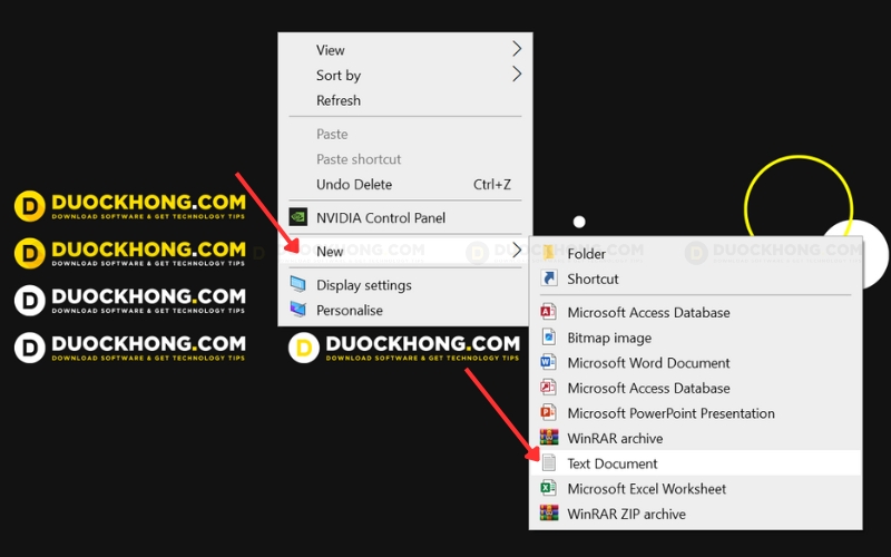 Tạo Text Document mới