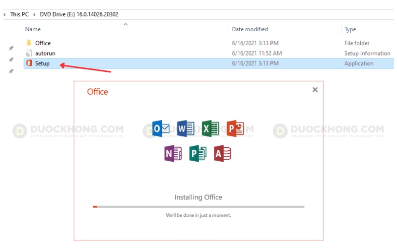 Chạy file Setup Office 2019